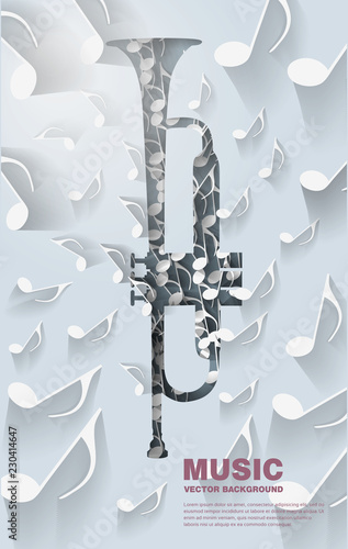 Music background with trumpet and notes - Illustration