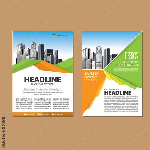 Brochure template layout, cover design annual report, magazine, flyer or booklet in A4 with blue geometric shapes on polygonal background