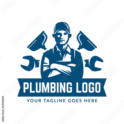 Plumbing logo template, easy to customize