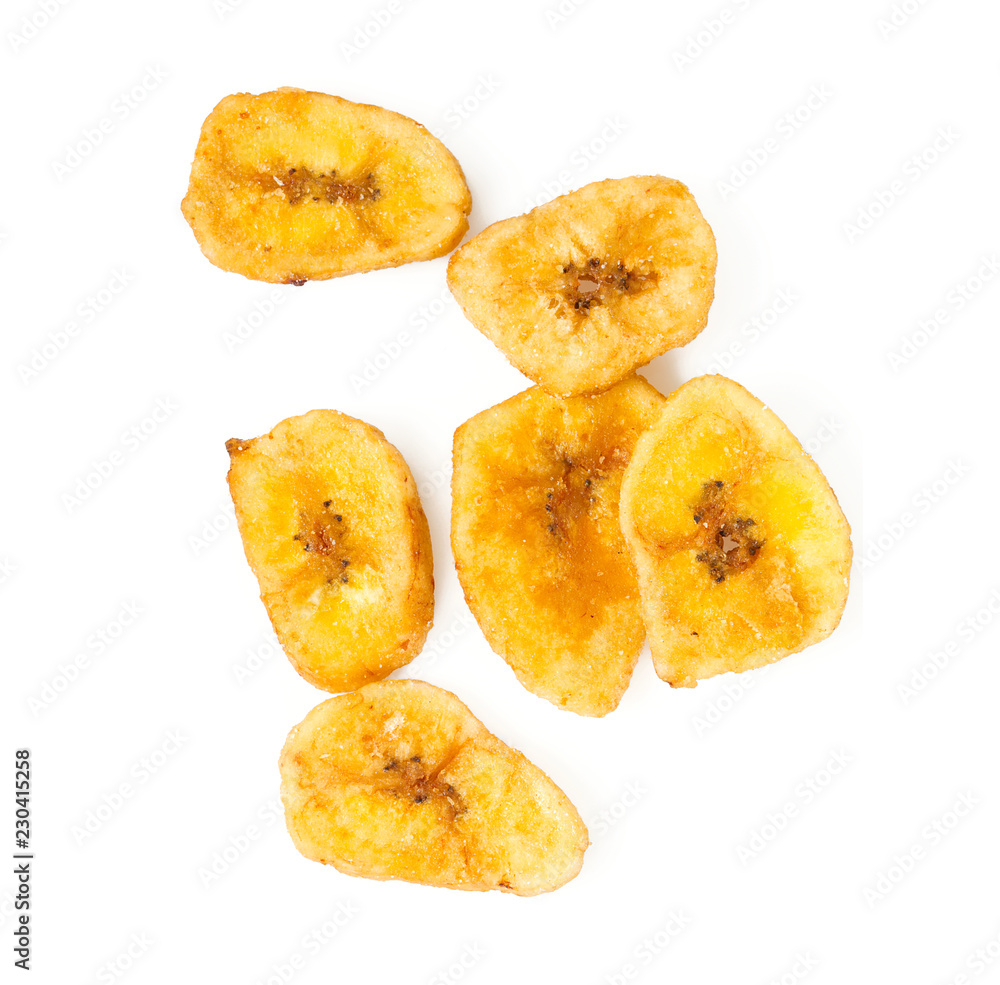 banana chips isolated on white