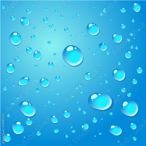 Water drops on blue background - Illustration