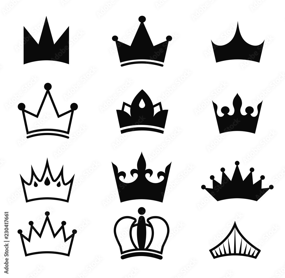 Crown vector black  silhouette isolated on white   Crown icons  status  for your   illustration Stock Vector | Adobe Stock