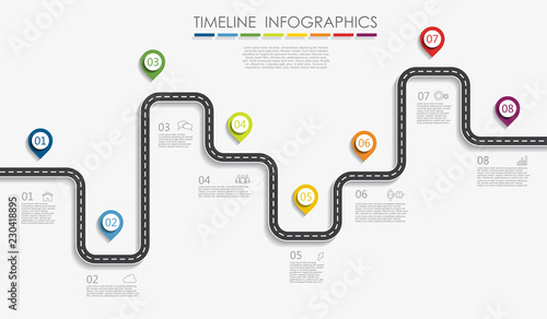 Navigation roadmap infographic timeline concept with place for your data. Vector illustration.