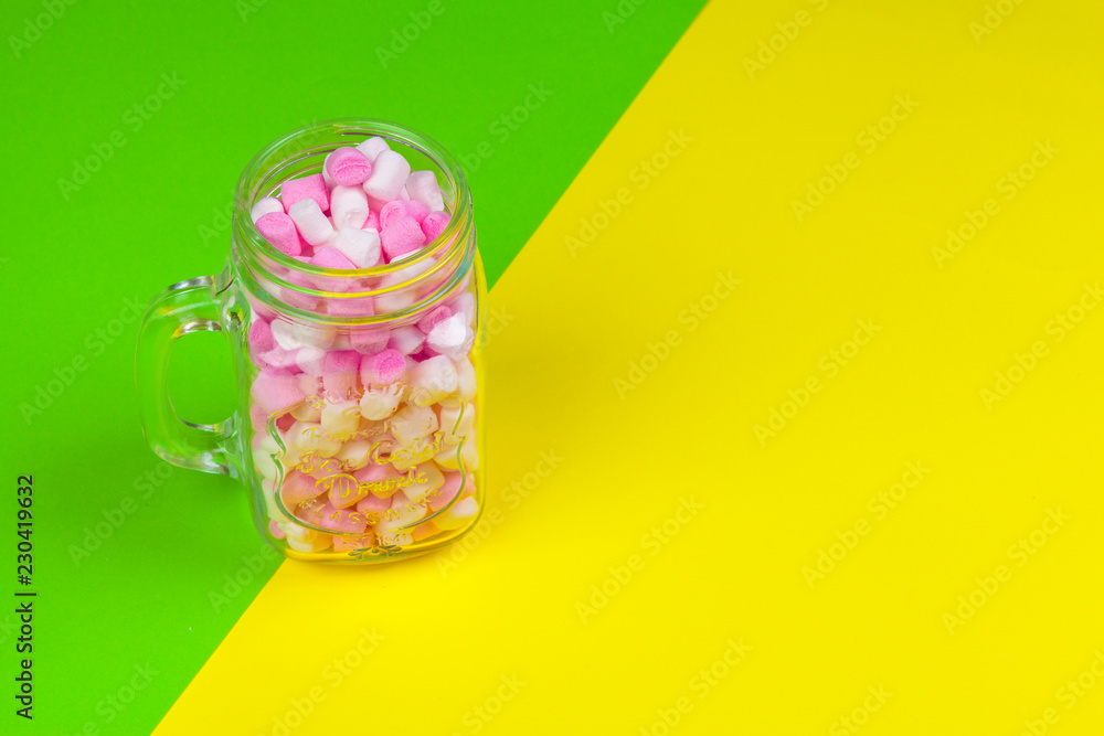 minimal sweet marshmallow on color background minimal sweet marshmallow on color background