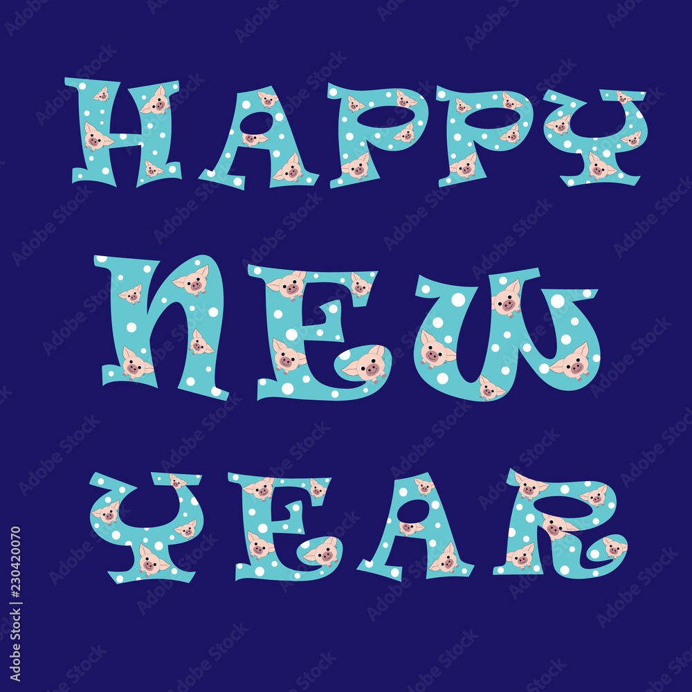 Happy New Year. Text. Vector illustration EPS10.