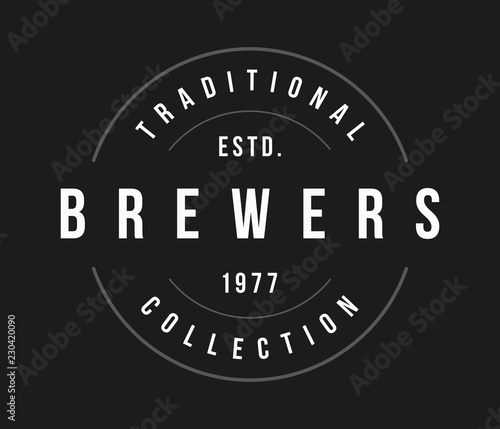 Beer brewers label white on black photo