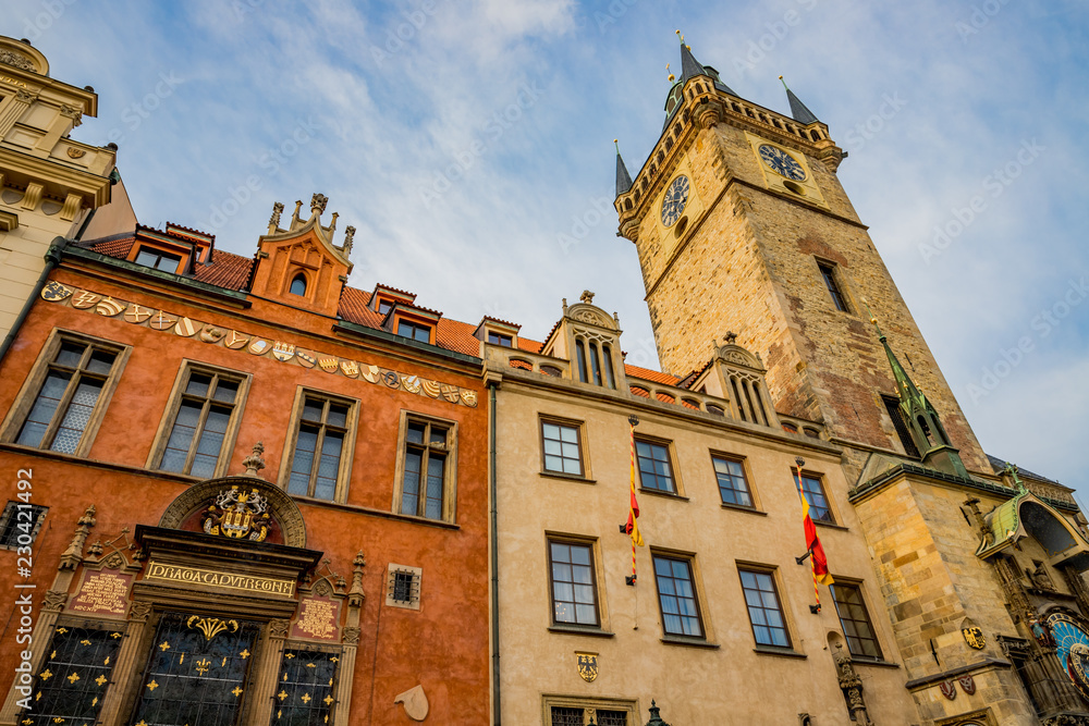 Horloge astronomique et Tour de l'hôtel de ville de Prague