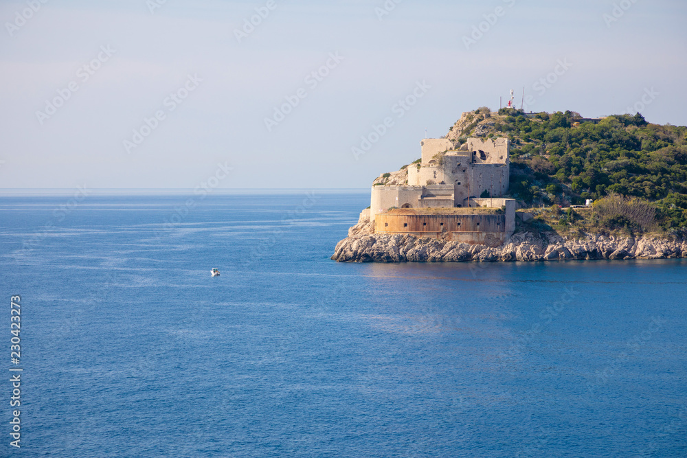 Rt Ostra Light is point extremity of a narrow and rocky peninsula Prevlaka, entrance point of Boka Kotorska in Croatia Rt Ostra Light is point extremity of a narrow and rocky peninsula Prevlaka, entrance point of Boka Kotorska in Croatia