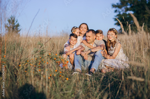 family in a field