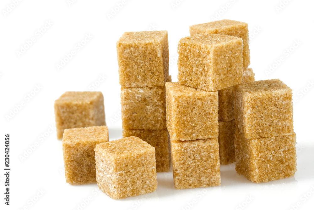 brown sugar cubes isolated on white