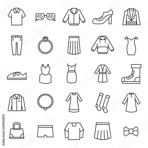 set of cloth accessories icon  editable stroke with modern and simple outline  use for fashion web cloth e commerrece website  black line vector eps 10