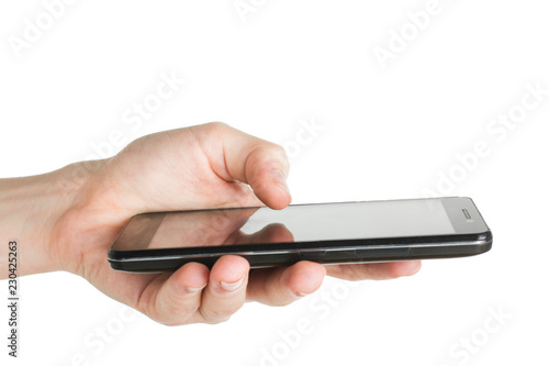 Black smartphone in hand