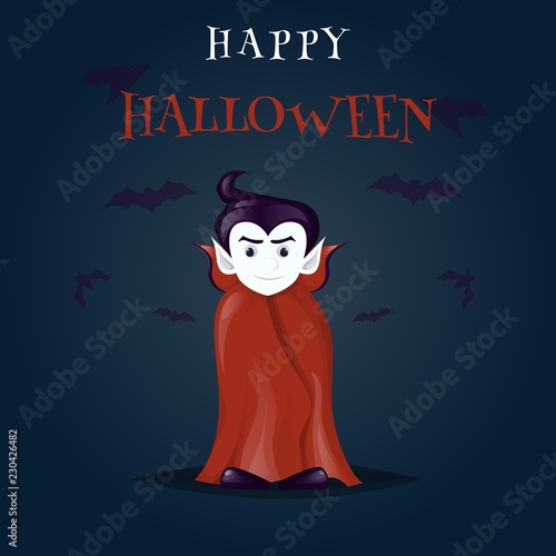Halloween dracula vampire costume cartoon character vector illustration.