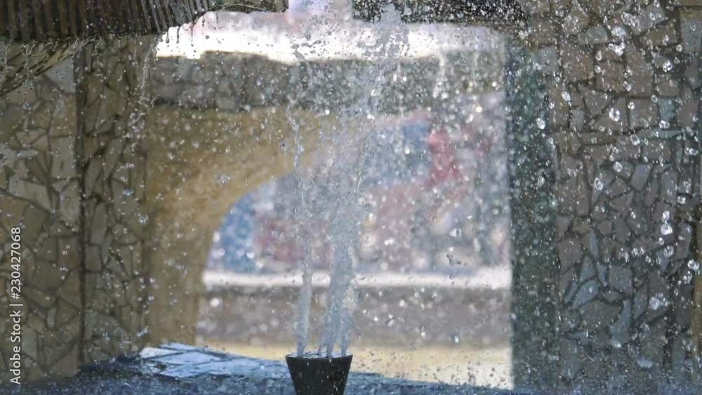 Water drops in fountain in slow motion 180fps Water drops in fountain in slow motion 180fps
