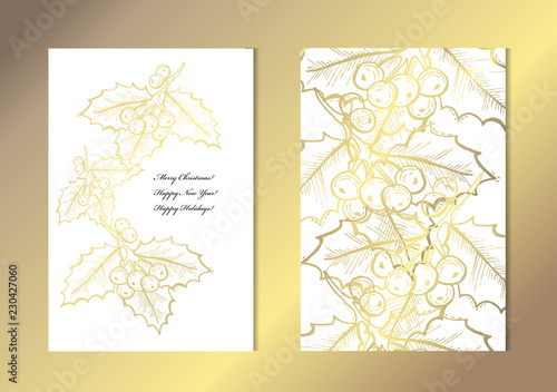 golden floral cards set