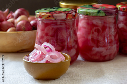 slices of marinated onions