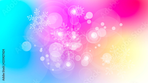 Snowflakes and festive lights - vector background with beautiful snowflakes that merrily shine and shimmer in color space