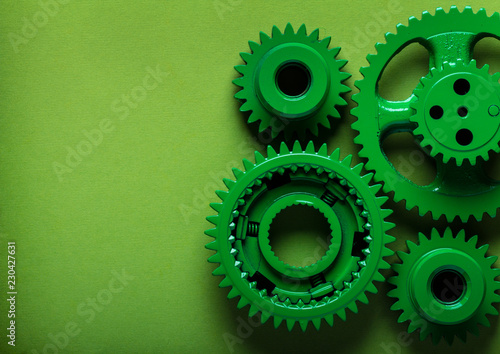 gears mechanism green bright technology  background
