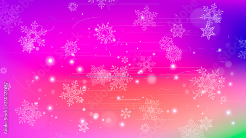 Snowflakes and festive lights - vector background with beautiful snowflakes that merrily shine and shimmer in color space
