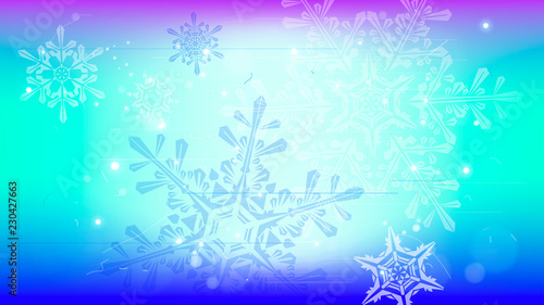 Snowflakes and festive lights - vector background with beautiful snowflakes that merrily shine and shimmer in color space
