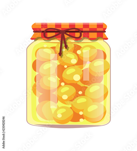 Conservated Apricots in Glass Jar with Rustic Lid