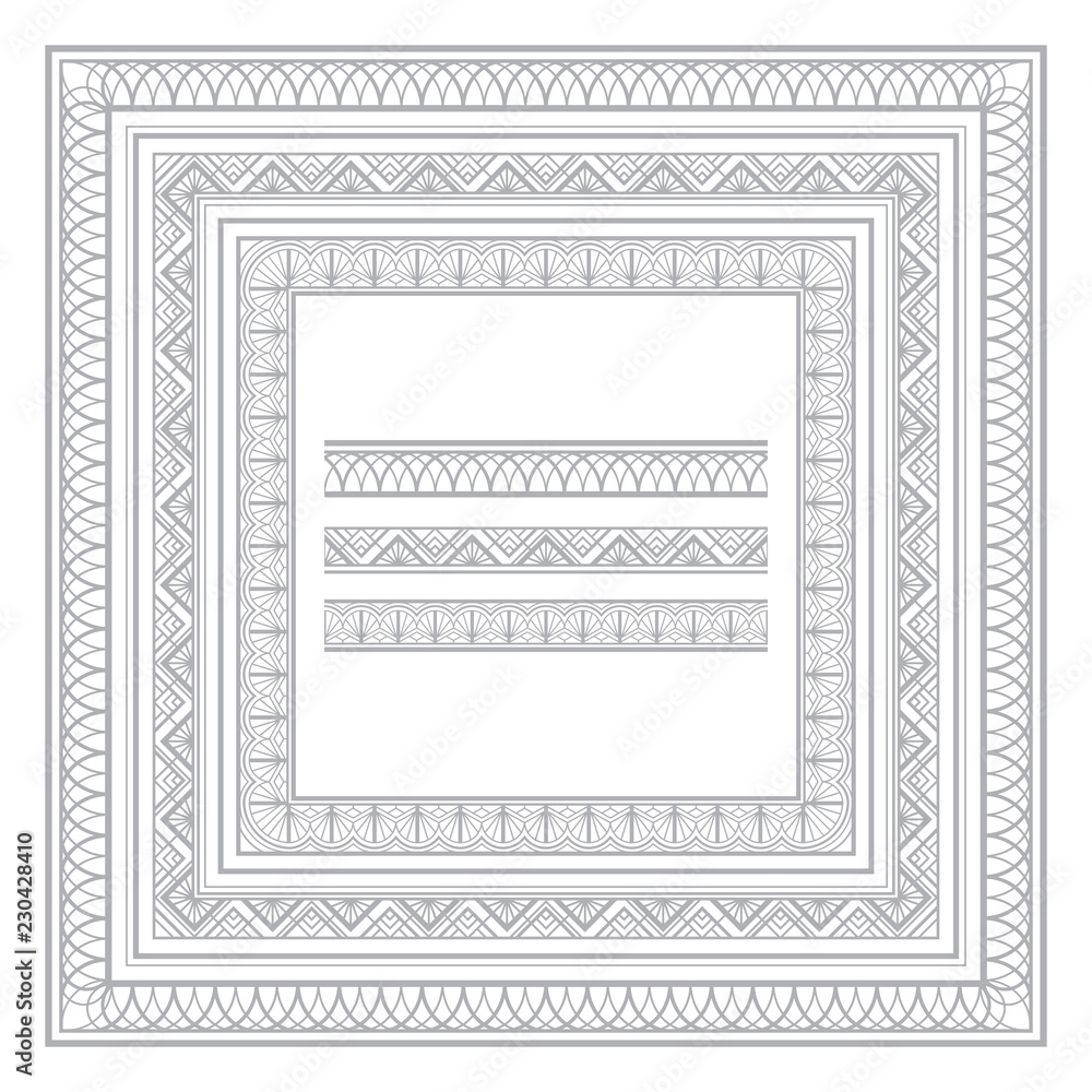 Art deco frames and borders isolated on white background Art deco frames and borders isolated on white background