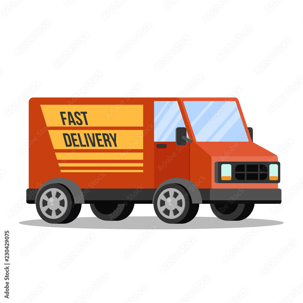 Red delivery truck from the transportation service Red delivery truck from the transportation service