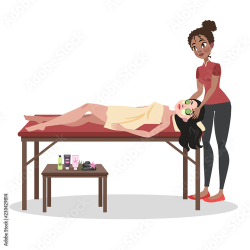 Woman making massage for a young lady