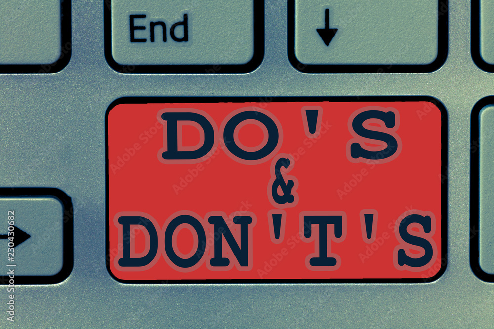 Fototapeta premium Writing note showing Do s is and Don t not s is. Business photo showcasing Confusion in one's mind about something.