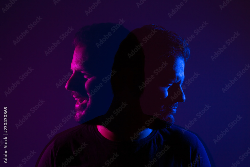 Fototapeta premium Radość i cierpienie - efekt podwójnej ekspozycji