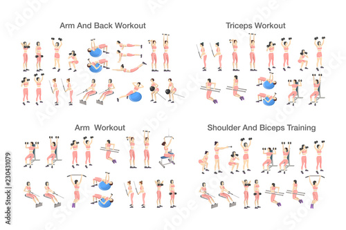 Big set of people doing exercises in the gym