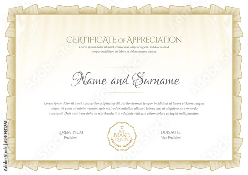 Certificate template. Diploma of modern design or gift certificate.