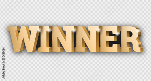 The gold 3d word Winner.