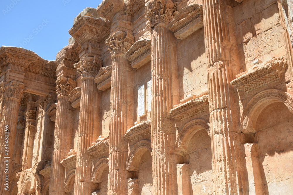 Temple of Bacchus Interior Wall and Columns, Baalbek, Lebanon Temple of Bacchus Interior Wall and Columns, Baalbek, Lebanon