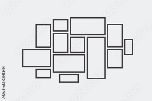 Collection of black frames. Picture frame vector. Wall picture frame templates isolated on white background. Empty frame for photo or image picture in museum
