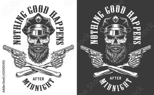 Vintage police monochrome print