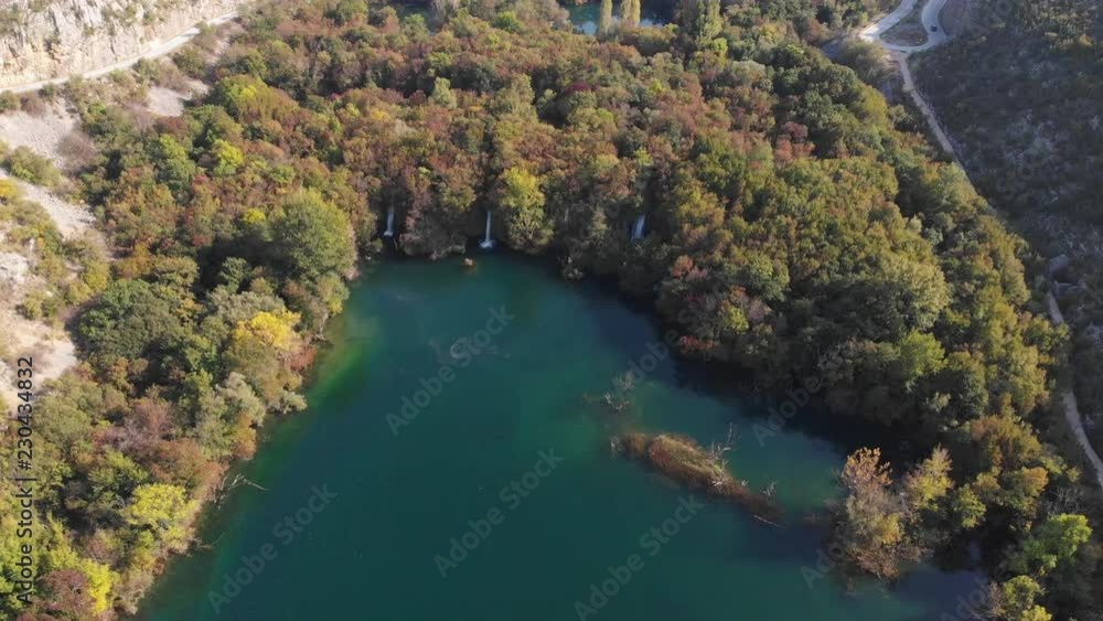 Waterfall Brljan in Croatia, aerial view from above Waterfall Brljan in Croatia, aerial view from above