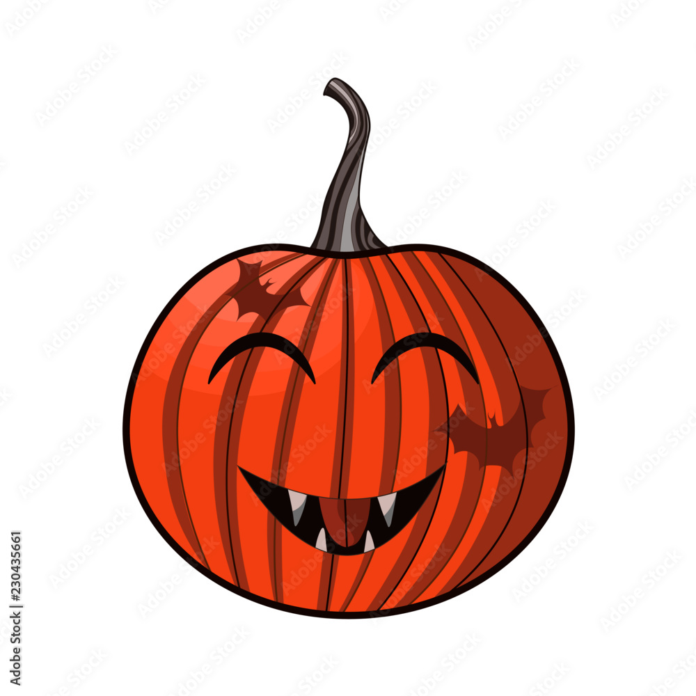 Halloween cute pumpkin with bats Halloween cute pumpkin with bats
