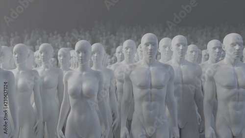 Mannequin crowd male female 3d render