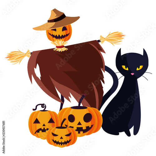 halloween scarecrow character icon