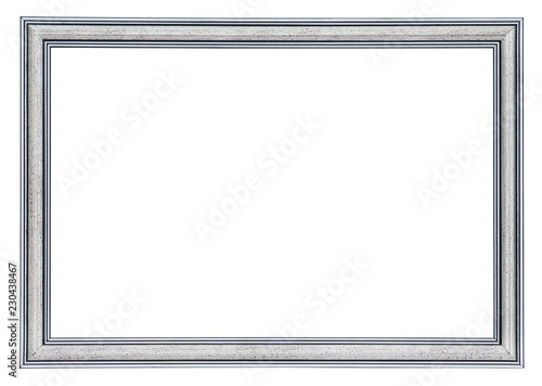 Silver frame with a black borders outside and inside, isolated on a white background (design element)