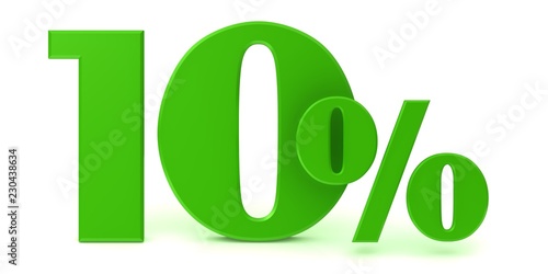 sale discount 10 % percent percentage sign 3d green promotion off savings