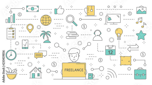 Freelance concept. Idea of working remotely as designer