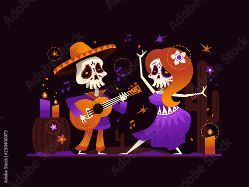 Dia de los Muertos - modern flat design style illustration