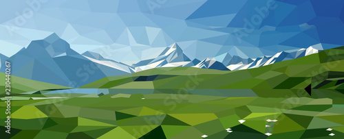Vector landscape with alpine meadows