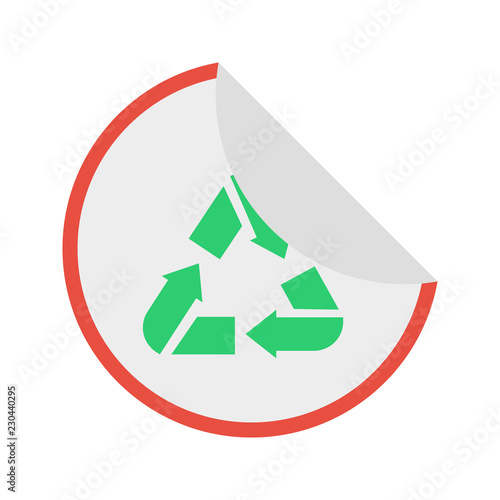 Recycling sticker color vector icon. Flat design