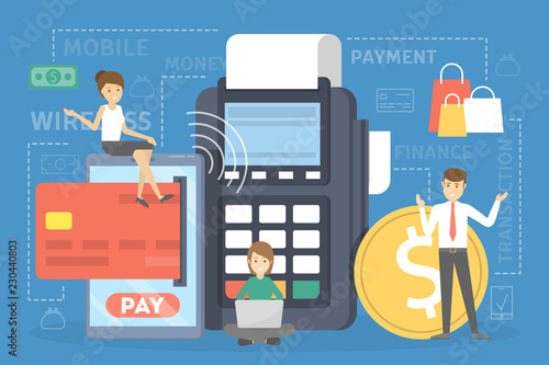 Mobile payment concept. Making money transaction on digital device