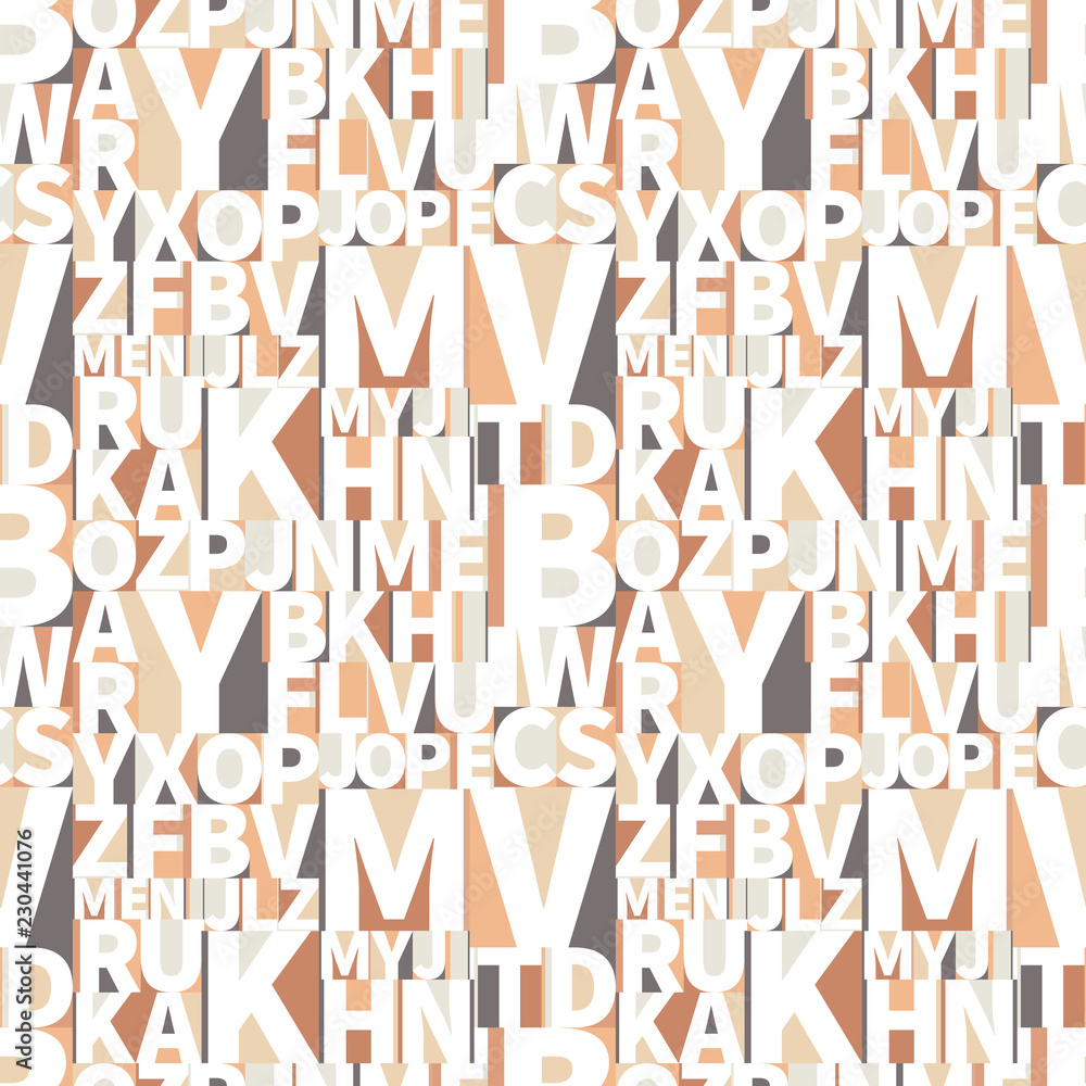 Obraz premium A lot of minimalist geometric art-deco letters in soft retro colours, seamless pattern