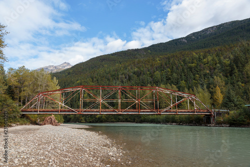 Quadro em tela Old bridge over the Dyea river near the Klondike gold rush  historical  Park nea