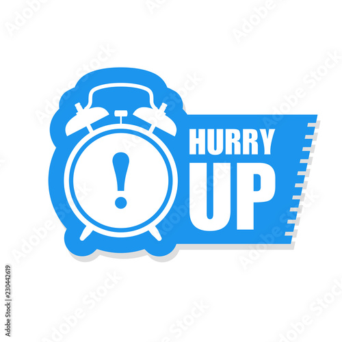 Hurry up sticker or label - sale ringing alarm clock